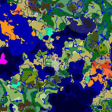 Predicted biome map of Java 1.20 seed -5587630028824778420 around estimated spawn