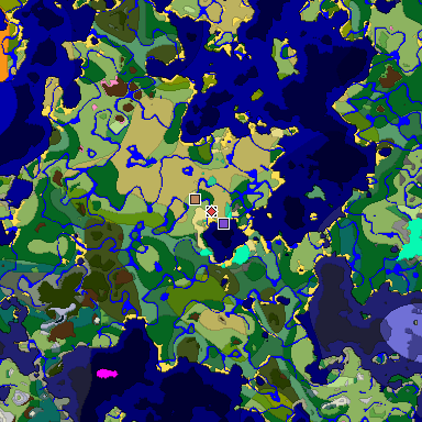 Predicted biome map of Java 1.20 seed -4373709849304309336 around estimated spawn