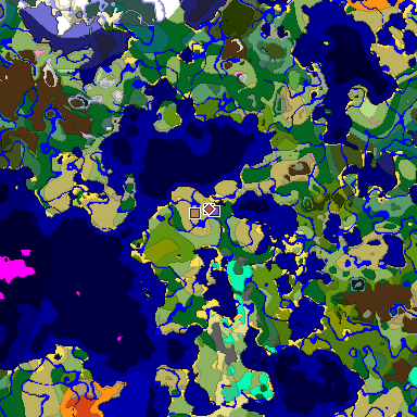 Predicted biome map of Java 1.20 seed 7087525050387775413 around estimated spawn