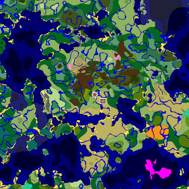 Predicted biome map of Java 1.20 seed -4248184842585590520 around estimated spawn