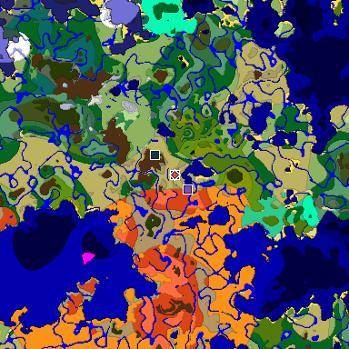 Predicted biome map of Java 1.20 seed 1530284494523591631 around estimated spawn