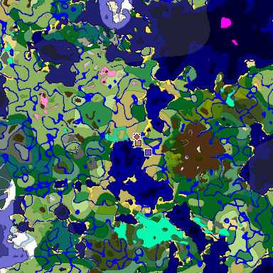 Predicted biome map of Java 1.20 seed -3919494970467697023 around estimated spawn