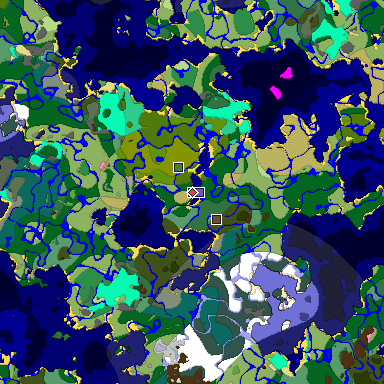 Predicted biome map of Java 1.20 seed -3286178437682247778 around estimated spawn