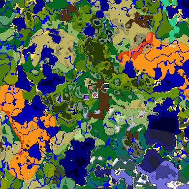 Predicted biome map of Java 1.20 seed -5911985656692039963 around estimated spawn