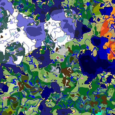 Predicted biome map of Java 1.20 seed 5967647837059119534 around estimated spawn