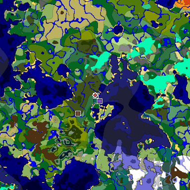 Predicted biome map of Java 1.20 seed -9054222636503851710 around estimated spawn