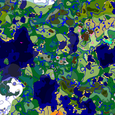 Predicted biome map of Java 1.20 seed -5445712328648615254 around estimated spawn