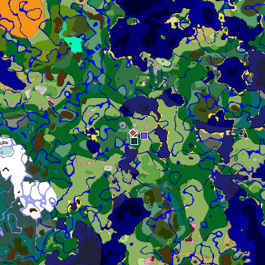 Predicted biome map of Java 1.20 seed 3546598522529796388 around estimated spawn