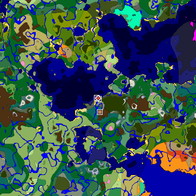 Predicted biome map of Java 1.20 seed 4170706839867179486 around estimated spawn