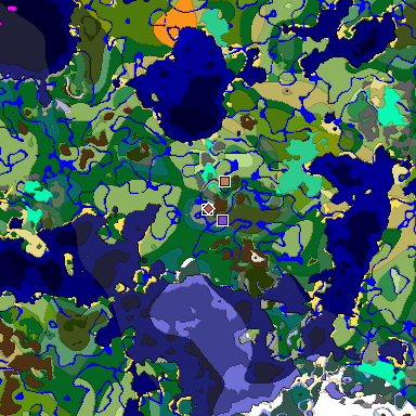 Predicted biome map of Java 1.20 seed -4537370990991853925 around estimated spawn