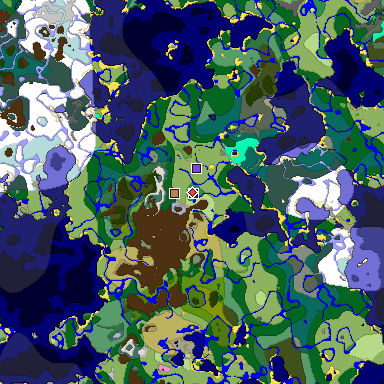Predicted biome map of Java 1.20 seed 341508894013203641 around estimated spawn