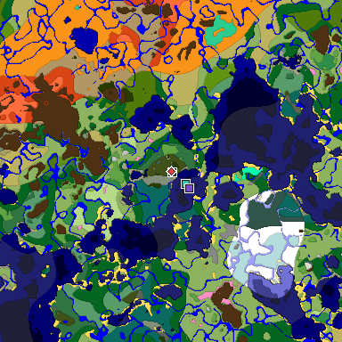 Predicted biome map of Java 1.20 seed -8641503739231850420 around estimated spawn