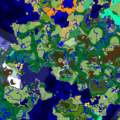 Predicted biome map of Java 1.20 seed 6512455406223167176 around estimated spawn