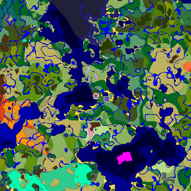 Predicted biome map of Java 1.20 seed -2928338182892345680 around estimated spawn