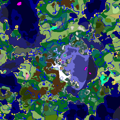 Predicted biome map of Java 1.20 seed 6435149977707259957 around estimated spawn
