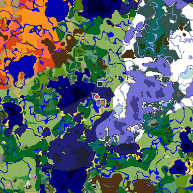 Predicted biome map of Java 1.20 seed 5397330817693965321 around estimated spawn