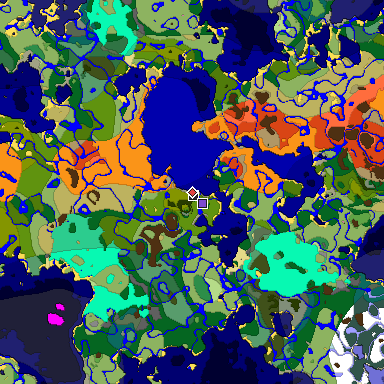 Predicted biome map of Java 1.20 seed 9170400311403869023 around estimated spawn
