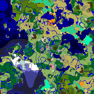 Predicted biome map of Java 1.20 seed 3189414369080256218 around estimated spawn
