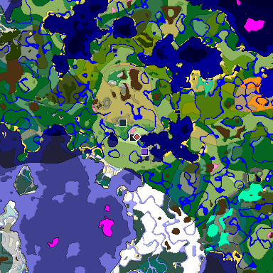 Predicted biome map of Java 1.20 seed -456312853094893352 around estimated spawn