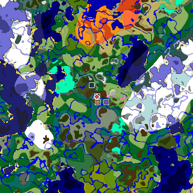 Predicted biome map of Java 1.20 seed -5566223157835263026 around estimated spawn