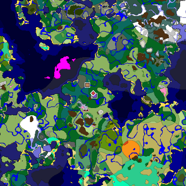 Predicted biome map of Java 1.20 seed 460722737063726739 around estimated spawn