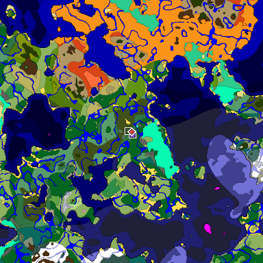 Predicted biome map of Java 1.20 seed 4014381027333523714 around estimated spawn