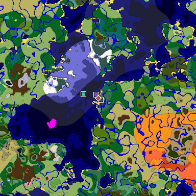 Predicted biome map of Java 1.20 seed -4993016280026835773 around estimated spawn