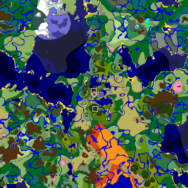 Predicted biome map of Java 1.20 seed -6301411740223461051 around estimated spawn