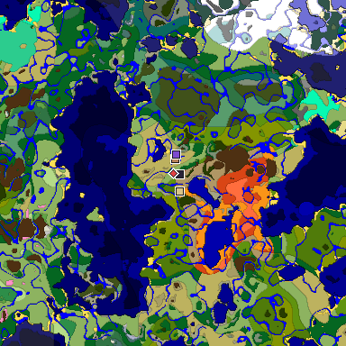 Predicted biome map of Java 1.20 seed -3620300117883297588 around estimated spawn