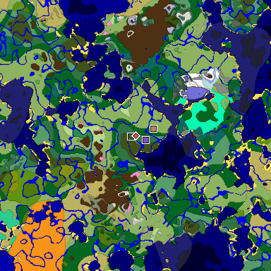 Predicted biome map of Java 1.20 seed -7828640295122714646 around estimated spawn