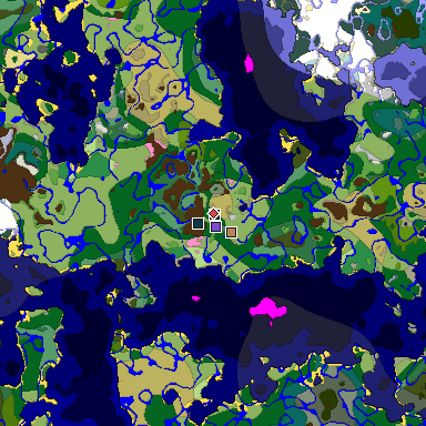 Predicted biome map of Java 1.20 seed -9041236890724572294 around estimated spawn