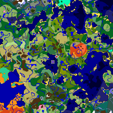 Predicted biome map of Java 1.20 seed -1475268026944148901 around estimated spawn