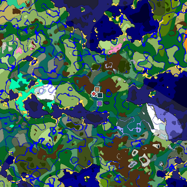 Predicted biome map of Java 1.20 seed -7278862036151539958 around estimated spawn
