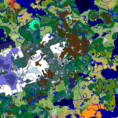 Predicted biome map of Java 1.20 seed 2167860587490673606 around estimated spawn