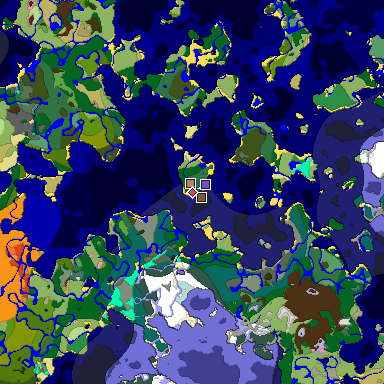 Predicted biome map of Java 1.20 seed -2207620183974792455 around estimated spawn