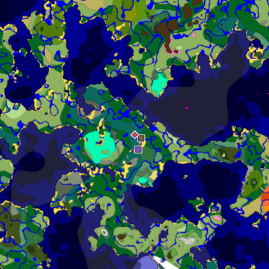 Predicted biome map of Java 1.20 seed 3717598556852336286 around estimated spawn