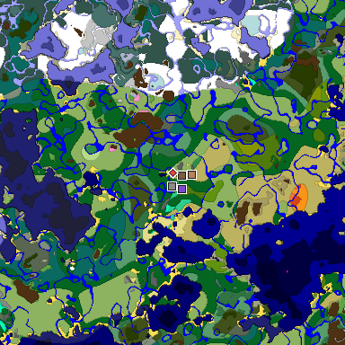 Predicted biome map of Java 1.20 seed -7544944919098846363 around estimated spawn
