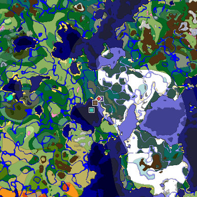 Predicted biome map of Java 1.20 seed -1613128570969757452 around estimated spawn