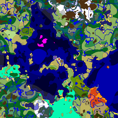 Predicted biome map of Java 1.20 seed -276126758161199665 around estimated spawn