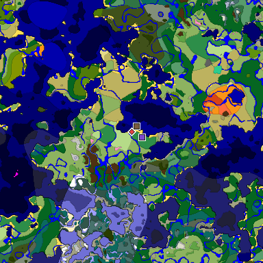 Predicted biome map of Java 1.20 seed -8576294999038970268 around estimated spawn
