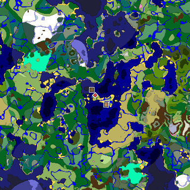Predicted biome map of Java 1.20 seed -8265429046999020928 around estimated spawn