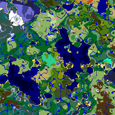 Predicted biome map of Java 1.20 seed -3663929538873313629 around estimated spawn