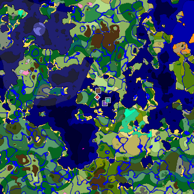 Predicted biome map of Java 1.20 seed -4884296710785285830 around estimated spawn