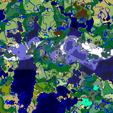 Predicted biome map of Java 1.20 seed -214337994338667932 around estimated spawn