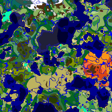 Predicted biome map of Java 1.20 seed -6832674144025865793 around estimated spawn