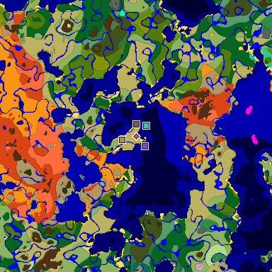 Predicted biome map of Java 1.20 seed 5184077593366710128 around estimated spawn