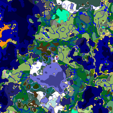 Predicted biome map of Java 1.20 seed -4194154841950126258 around estimated spawn