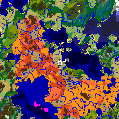 Predicted biome map of Java 1.20 seed -5409670348431721075 around estimated spawn