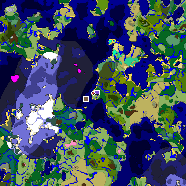 Predicted biome map of Java 1.20 seed 6278455919249435031 around estimated spawn