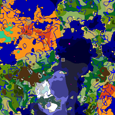 Predicted biome map of Java 1.20 seed -8684565164101079966 around estimated spawn